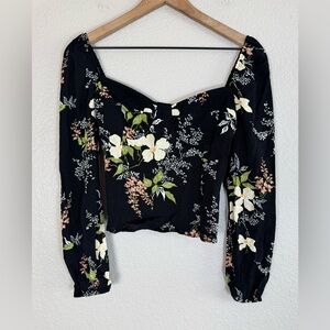 Reformation Reign Top Black Cream Floral size 2 $148